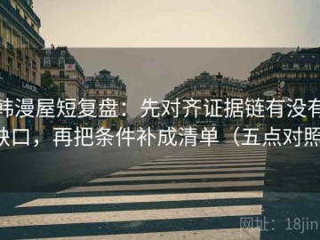 韩漫屋短复盘：先对齐证据链有没有缺口，再把条件补成清单（五点对照）